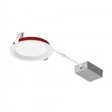  NFRC-R6W2TWMPW - 6" Fire Rated Can-less Baffled LED Downlight, Selectable CCT, 1500lm / 15W, Matte Powder White