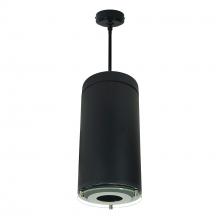  NYLS3-6P8L330NP01BBB - 6" Sapphire III Pendant Mount Black Cylinder, Deco Glass Reflector, Black /Black Flange, 120V;