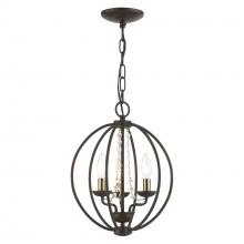  40913-07 - 3 Light Bronze with Antique Brass Finish Candles Globe Convertible Mini Chandelier/ Semi-Flush