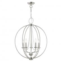  40915-91 - 5 Light Brushed Nickel Globe Chandelier