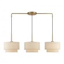  58893-48 - 3 Light Antique Gold Leaf Large Linear Chandelier