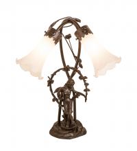  109504 - 17" High White Tiffany Pond Lily 2 Light Trellis Girl Accent Lamp