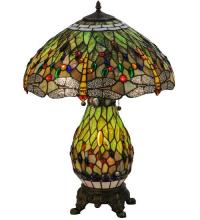  118845 - 25"H Tiffany Hanginghead Dragonfly Lighted Base Table Lamp