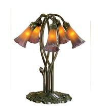  14962 - 17" High Amber/Purple Pond Lily 5 LT Table Lamp