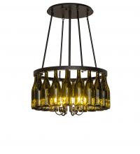  250308 - 26" Wide Tuscan Vineyard 20 Light Wine Bottle Chandelier