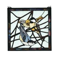  68387 - 18"W X 18"H Backyard Friends Stained Glass Window