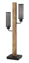  BO-3008TB - 60W X 2 Lenox Lantern Style Rubber Wood/Metal Table Lamp with Mesh Metal Shades