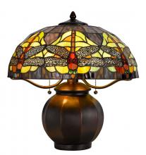  BO-3012TB - 60W X 2 Tiffany Table Lamp with Pull Chain Switch with Metal Lamp Body