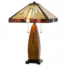  BO-3013TB - 60W X 2 Tiffany Table Lamp with Pull Chain Switch with Resin Lamp Body