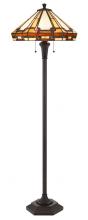 BO-3016FL - 60W X 2 Tiffany Table Lamp with Pull Chain Switch with Metal and Resin Lamp Body