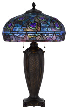  BO-3107TB - 60W x 2 metal/resin Tiffany table lamp with pull chain switches
