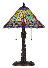  BO-3109TB - 60W x 2 metal/resin Tiffany table lamp with pull chain switches