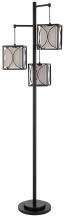  BO-3193FL - 60W x 3 Lantern metal floor lamp with metal framed fabric shades