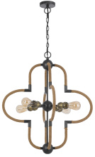  FX-3819-4 - 60W x 4 Tahoka metal chandelier with burlap wrapped frame