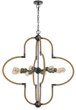  FX-3819-8 - 60W x 8 Tahoka metal chandelier with burlap wrapped frame
