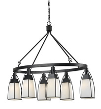  FX-3612-6 - 32.75 Inch Metal and Glass Chandelier in Black Finish