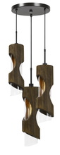  FX-3669-3 - 23.5 Height Glass Pendant in Smoky Wood Finish
