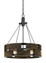  FX-3670-3 - 28" Height Metal Chandelier in Smoky Wood Finish