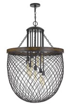  FX-3718-9 - 44.25" Height Metal Chandelier in Brushed Steel Wood Finish