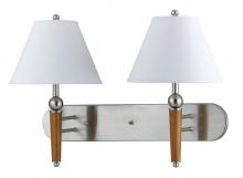  LA-60008W2L-1BS - 18.5" Height Metal Wall Lamp in Brushed Steel Wood Finish