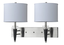 LA-8002W2L-1BS - 17.5" Height Metal Wall Lamp in Brushed Steel and Black