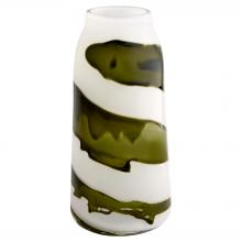  12087 - Denali Vase | Iridescent White | Green - Large