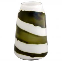  12088 - Denali Vase | Iridescent White | Green - Medium