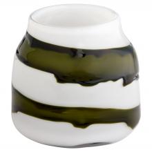  12089 - Denali Vase | Iridescent White | Green - Small