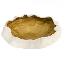  12158 - Selene Low Bowl | White | Gold - Large