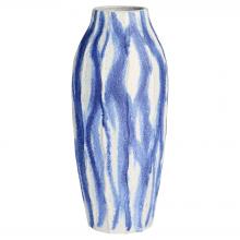  12186 - Ripple Vase | Chalk White | Blue - Tall