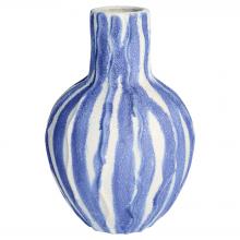  12187 - Ripple Vase | Chalk White | Blue - Squat