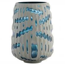  12193 - Strata Vase |  White | Blue - Medium