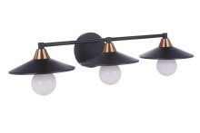  12529FBSB3 - Isaac 3 Light Vanity in Flat Black/Satin Brass
