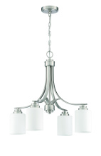  50524-BNK-WG - Bolden 4 Light Chandelier in Brushed Polished Nickel (White Glass)