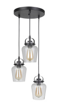  53592-FB - Trystan 3 Light Pendant in Flat Black