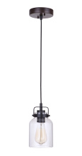  53691-FBDT - Foxwood 1 Light Mini Pendant in Flat Black/Dark Teak