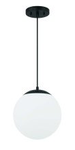  56891-FB-WG - Gaze 10" 1 Light Pendant in Flat Black, White Glass