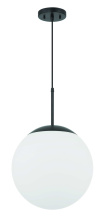  56892-FB-WG - Gaze 12" 1 Light Pendant in Flat Black, White Glass