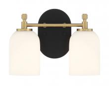  60302-FBSB - Council 2 Light Vanity in Flat Black/Satin Brass