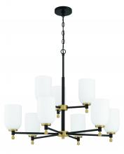  60329-FBSB - Council 9 Light Chandelier in Flat Black/Satin Brass