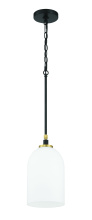  60391-FBSB - Council 1 Light Pendant in Flat Black/Satin Brass
