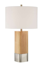  86246 - 1 Light Wood/Metal Base Table Lamp w/ USB in Natural Wood/Brushed Polished Nickel