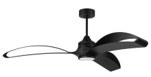  BDX60FB3-NWF - Bandeaux 60" 3-Blade Ceiling Fan in Flat Black w/ Flat Black Blades; Light Kit Included (optiona