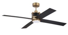  GRG56SBFB4-NWF - Gregory 56" 4-Blade Ceiling Fan in Satin Brass w/ Flat Black/Black Walnut Blades