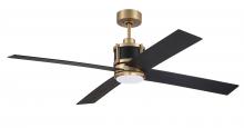  GRG56SBFB4 - Gregory 56" 4-Blade Ceiling Fan in Satin Brass w/ Flat Black/Black Walnut Blades