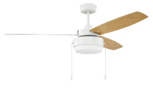  INT52W3 - Intrepid 52" 3-Blade Ceiling Fan in White w/ White/Ash Blades; Integrated Light Kit