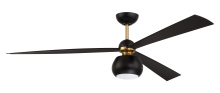 OTT60FBSB3 - Otto 60" 3-Blade Ceiling Fan in Flat Black/Satin Brass w/ Flat Black Blades