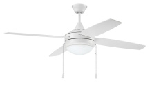  PHA52W4 - Phaze 4 52" 4-Blade Ceiling Fan in White w/ White Blades; Integrated Light Kit