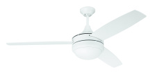  PHZ52W3 - Phaze II 52" 3-Blade Ceiling Fan in White w/ White Blades; Integrated Light Kit