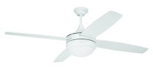  PHZ52W4 - Phaze II 52" 4-Blade Ceiling Fan in White w/ White Blades; Integrated Light Kit